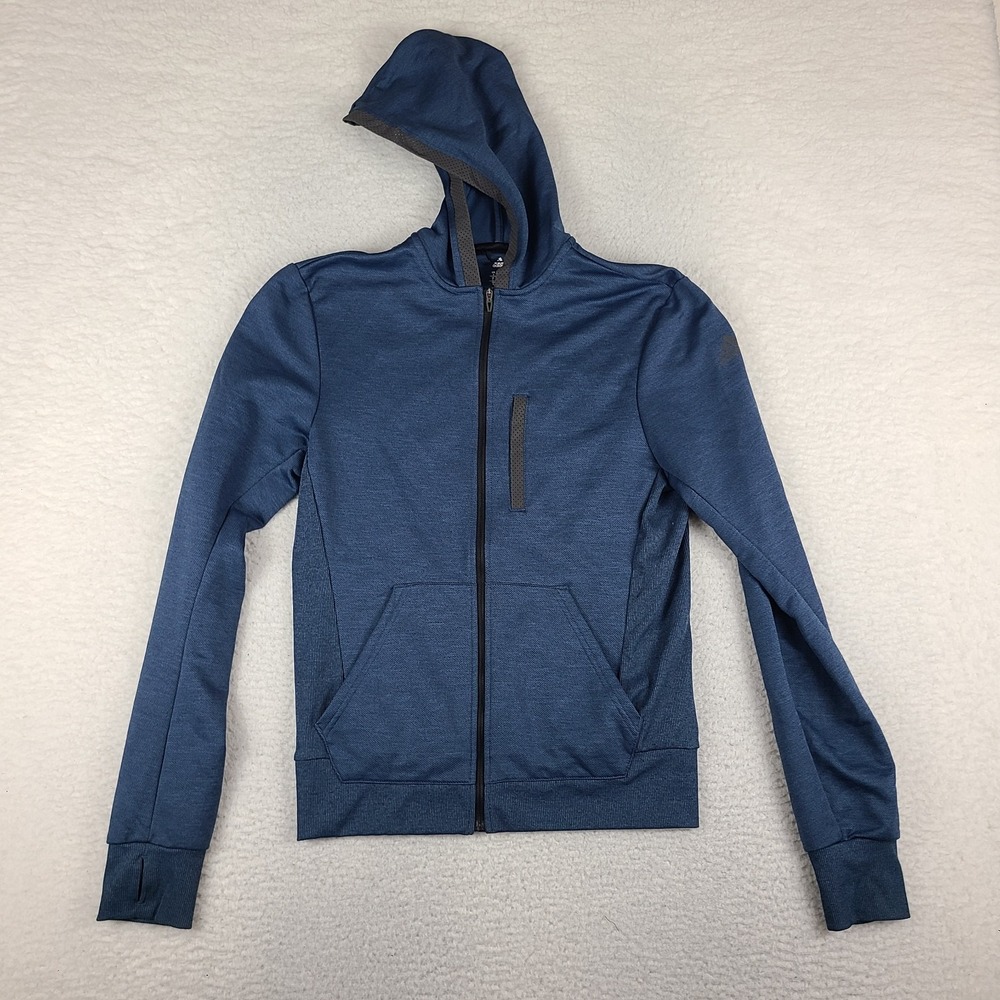 Adidas Hoodie Mens Small Navy Blue Full Zip Clima‎ Lite Activewear